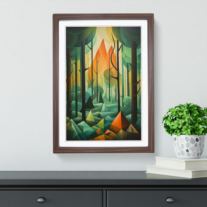 Single Picture Frame Print on Wood, 46cm H x 34cm W, Walnut Framed