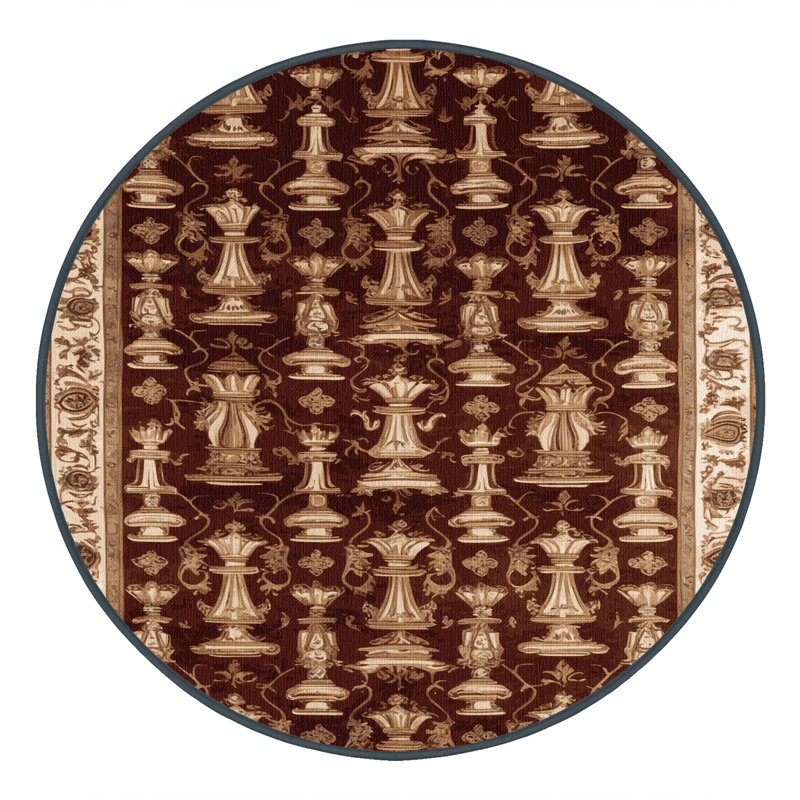 Tapis brun français lavable à la machine, Rond 3 pi