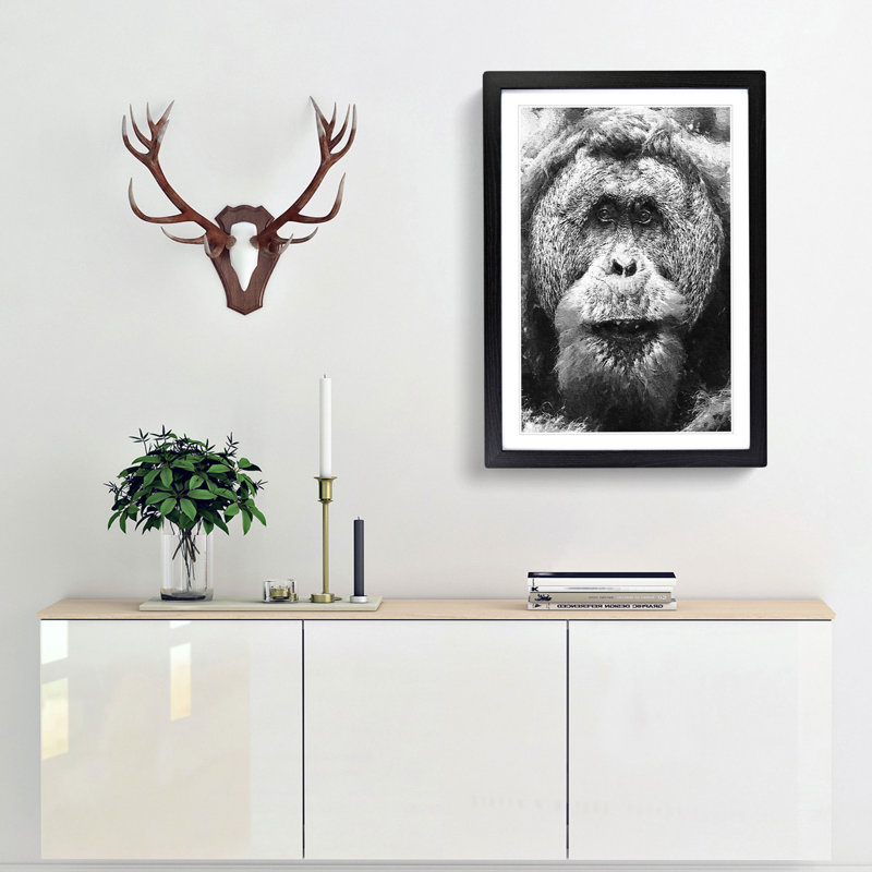 Orangutan - Picture Frame Graphic Art Print, 48cm H x 36cm W x 2cm D, Black Framed