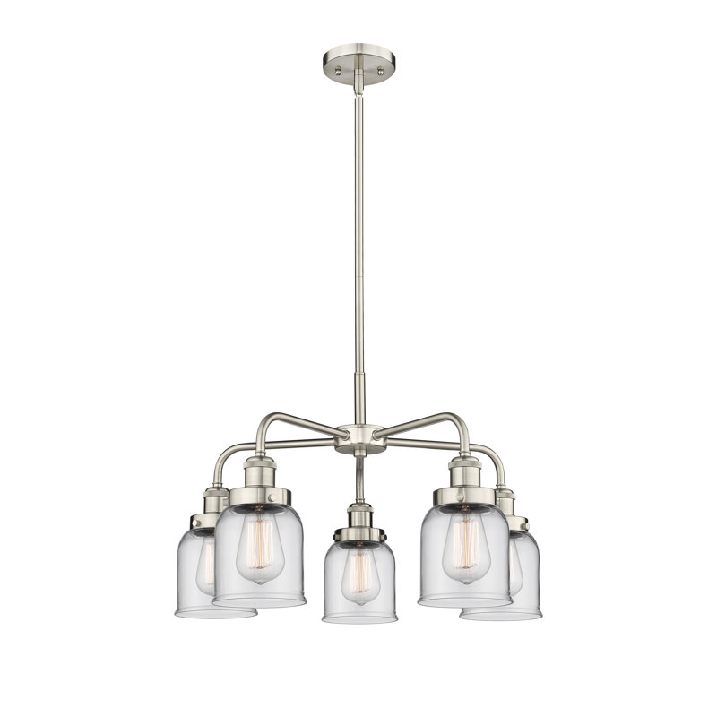 Bejtullah 5 - Light Glass Dimmable Chandelier, Clear, Satin Nickel