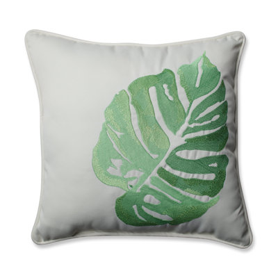 Leaf Embroidery Outdoor/Indoor Throw Pillow