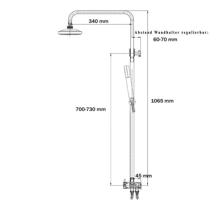 Madeira Mixer Shower with Handheld Shower Head
