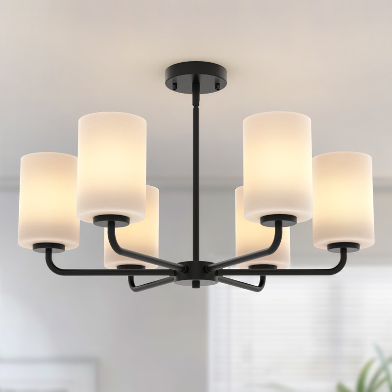 Agnella 6-Light Flush Mounted Pendant Lighting Chandelier For Hallway Loft Kitchen Bar Close To Ceiling, Beige