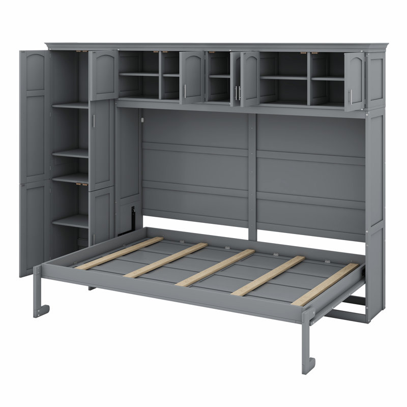 Lit escamotable mural avec armoires Murphy, Gris