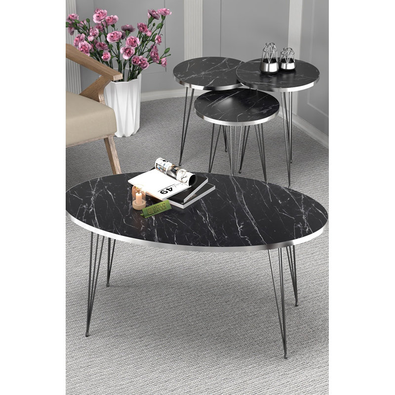 Caio 35cm Console Table, Black Marble