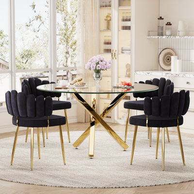 Round Glass Dining Set for 4-6