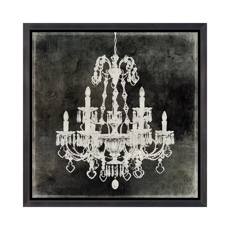 «Chandelier II», reproduction, H 18 po x l 18 po x 1,5 po, Toile avec cadre noir patiné