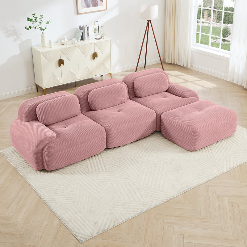 Canapés modulaires de luxe, velours côtelé adapté aux animaux de compagnie, conception ergonomique pour le salon