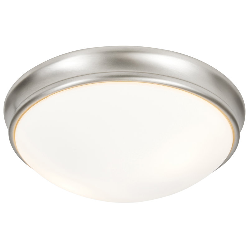 Anastajia - Flush Mount - Opal Glass Shade, Brushed Steel, 4" H x 14" W x 14" D
