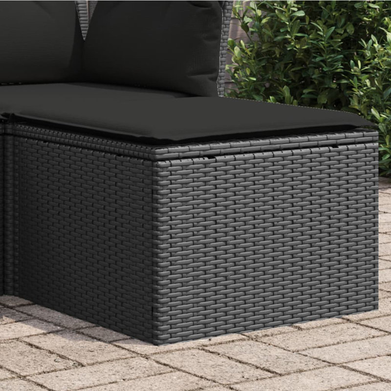 Garden Stool PE Rattan Medium UV-Resistant Materials, Black, Black