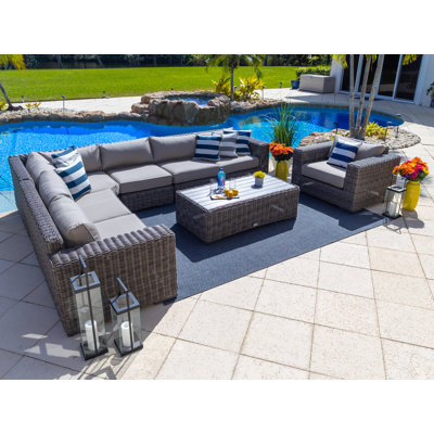 Malmo Collection In Gray 6 - Person Modular Patio Conversation Set with Cushions