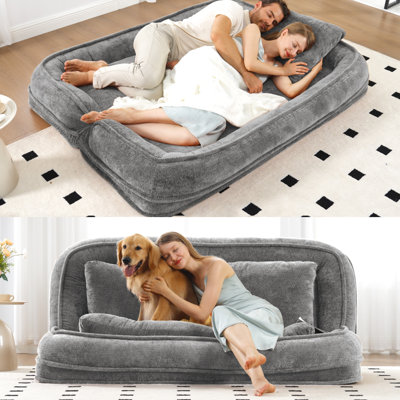 Lit double pour chien, paresseux, 5 positions réglables, chenille, nouveaux dossiers à méditer, 2 sièges, très grand canapé pour étudier tard