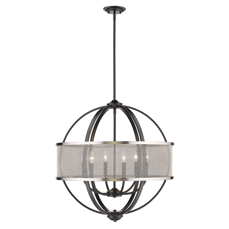 Lustre globe à 6 lumières Petitt, Noir mat, Étain