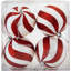 Christmas Baubles Set, 24 Pack Shatterproof Red and White Candy Stripe Tree Decorations-522002050