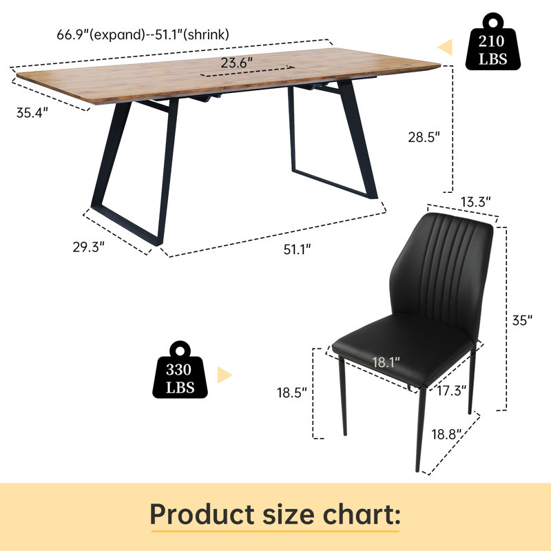 4 - Person Drop Leaf Dining Set, Black