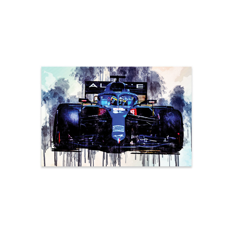Fernando Alonso, gros plan Alpine A521 2021, voitures de Formule 1, voitures de sport sur plastique / acrylique par Sissy Angelastro, peinture