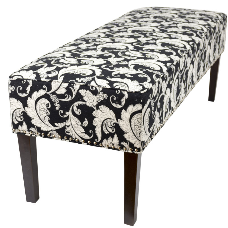Banc rembourré Idell, Noir / blanc / floral