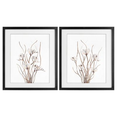 "Curly Branches Wildflowers", ensemble de 2 impressions encadrées sous verre, design par Lanie Loreth