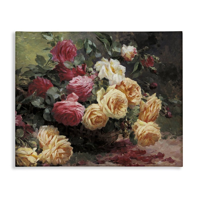 Art mural sur toile Vintages Roses Still Life par Albert-Tibulle Furcy de Lavault bp-670_CN, H 36 po x l 48 po