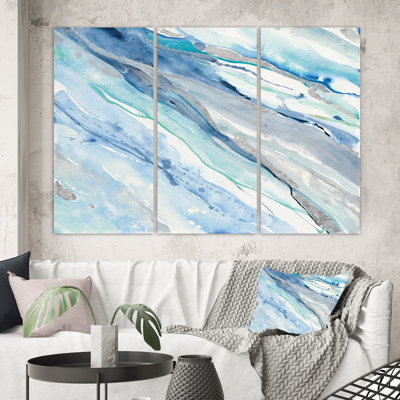 «Blue Silver Spring II», ensemble de 3 reproductions d'art sur toile tendue