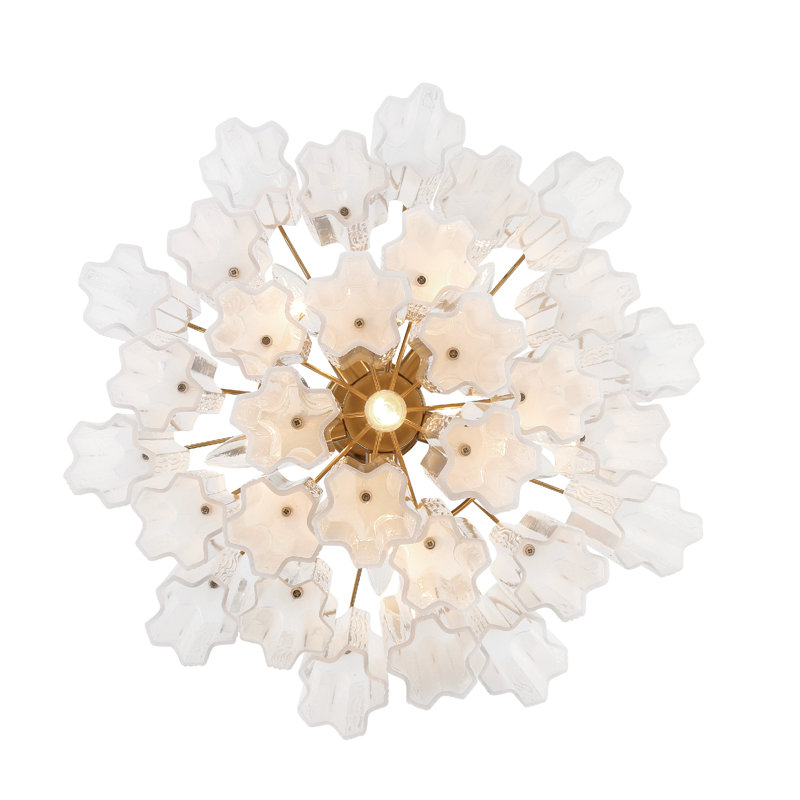 Arras 9-Light Chandelier, Aged Brass, Milk White, 14" H x 19.75" W x 19.75" D