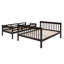 Lit superposé simple au-dessus de double avec rangement et garde-corps pour chambre à coucher, couleur espresso Stairway-1129833545