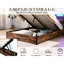 Storage Bed In Full, Rustic Brown With Bookcase Headboard & Energy Led Lights Platform Compartment, Waterproof-121107254