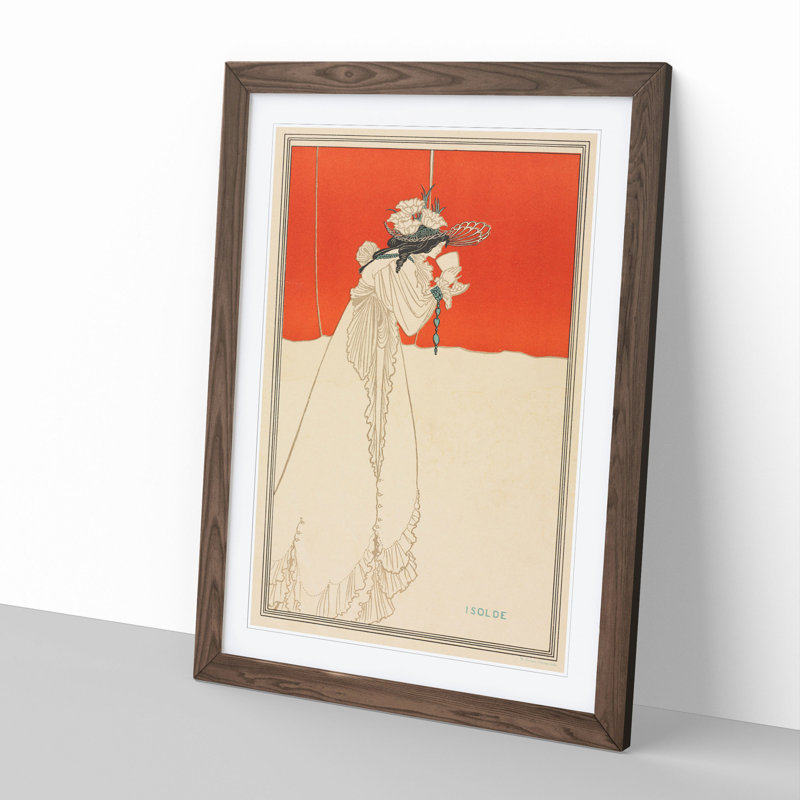 Isolde by Aubrey Beardsley - Picture Frame Painting, 48cm H x 36cm W x 2cm D, Walnut