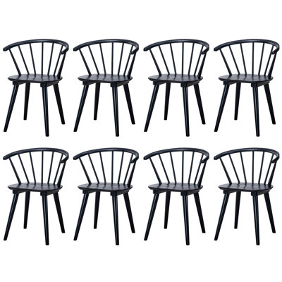Rustic Solid Wood Dining Table With Modern Black Dining Chairs Set