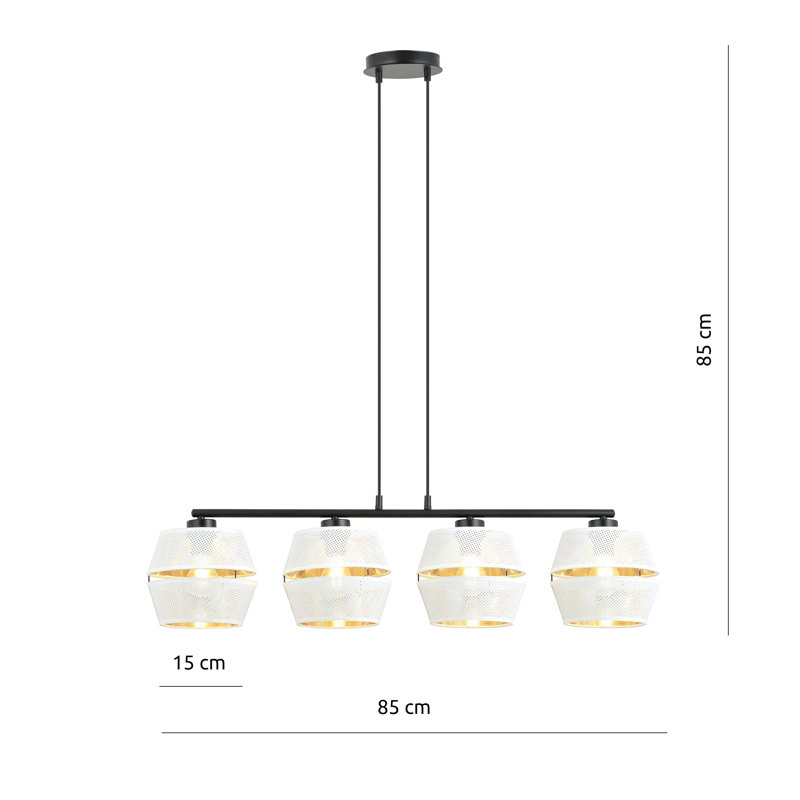 Abelle 4 - Light Steel Pendant, White/Gold
