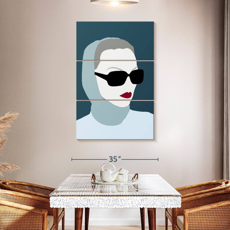 Leisha Lady In Gray Block Abstract, 50" H x 32" W