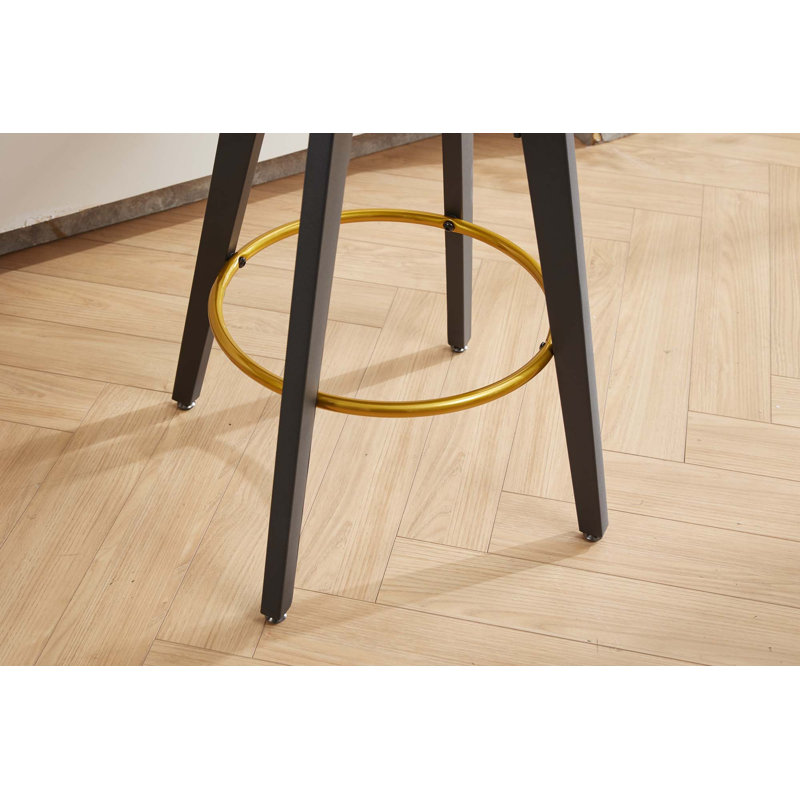 360° Swivel Upholstered Counter Height Bar Stools(Set Of 2), Brown