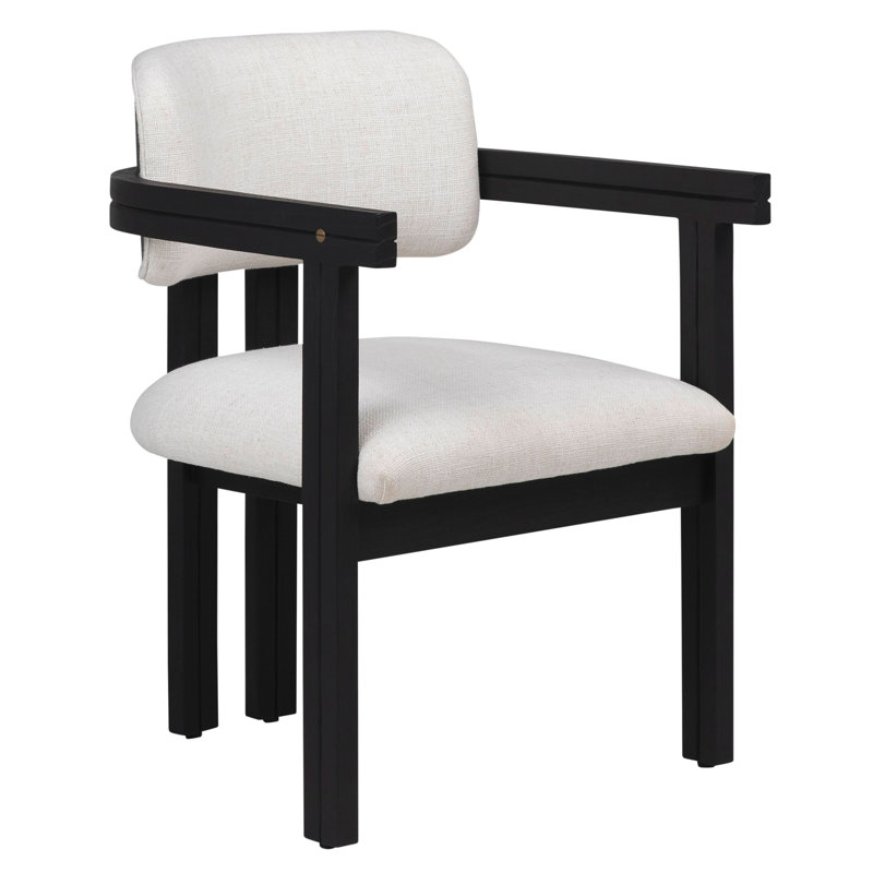 Nathaniel Polyester Blend Upholstered Dining Chair, Off-White Boucle/Natural
