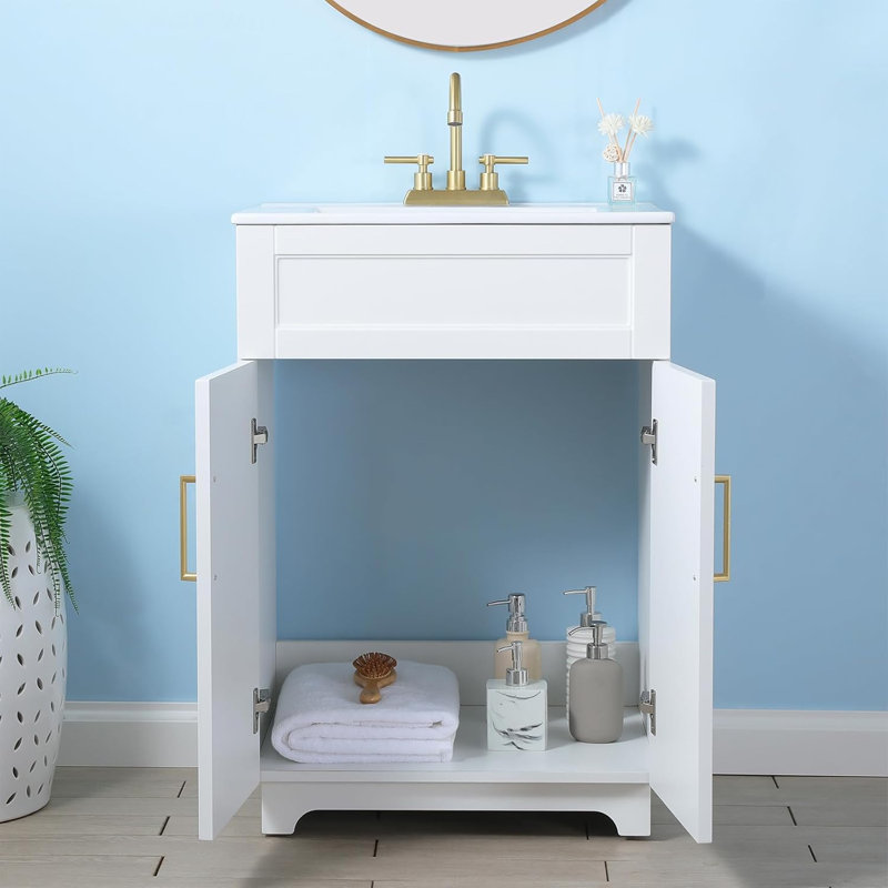 Ensemble de meuble-lavabo moderne 24 po autoportant blanc