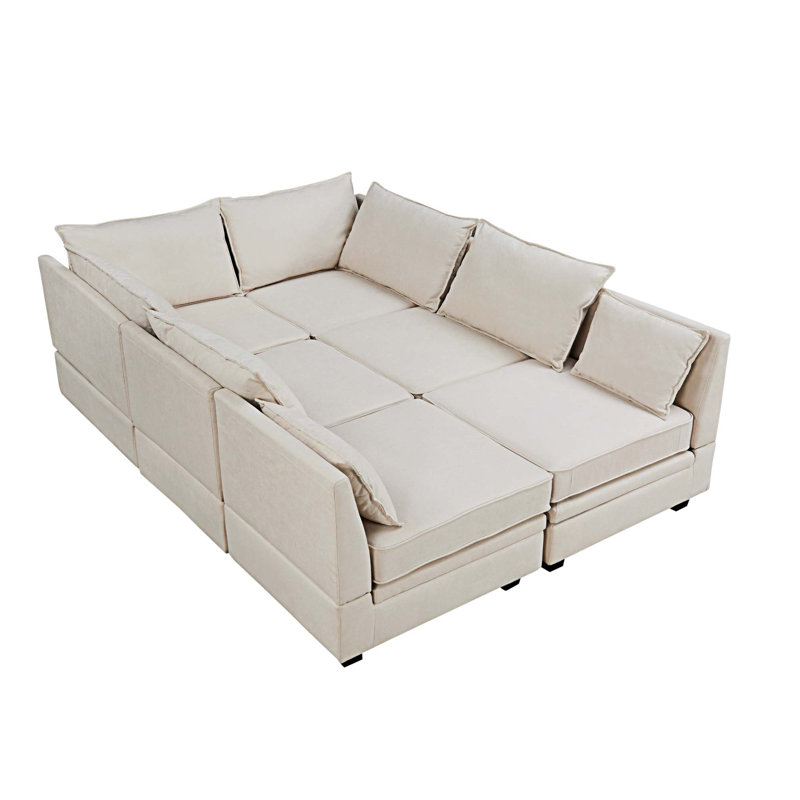 Canapé modulaire Kaljo, 100 % lin beige
