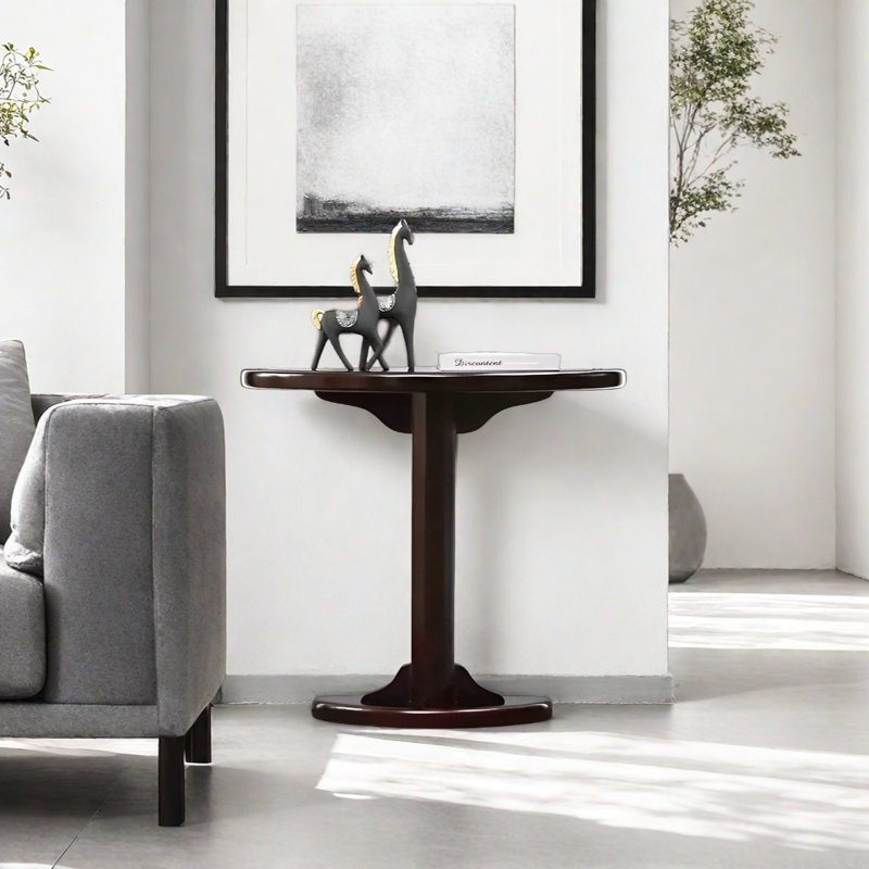 All Solid Wood Narrow Console Table, Dark Brown Wood, 31.5" H x 39.37" W x 9.84" D