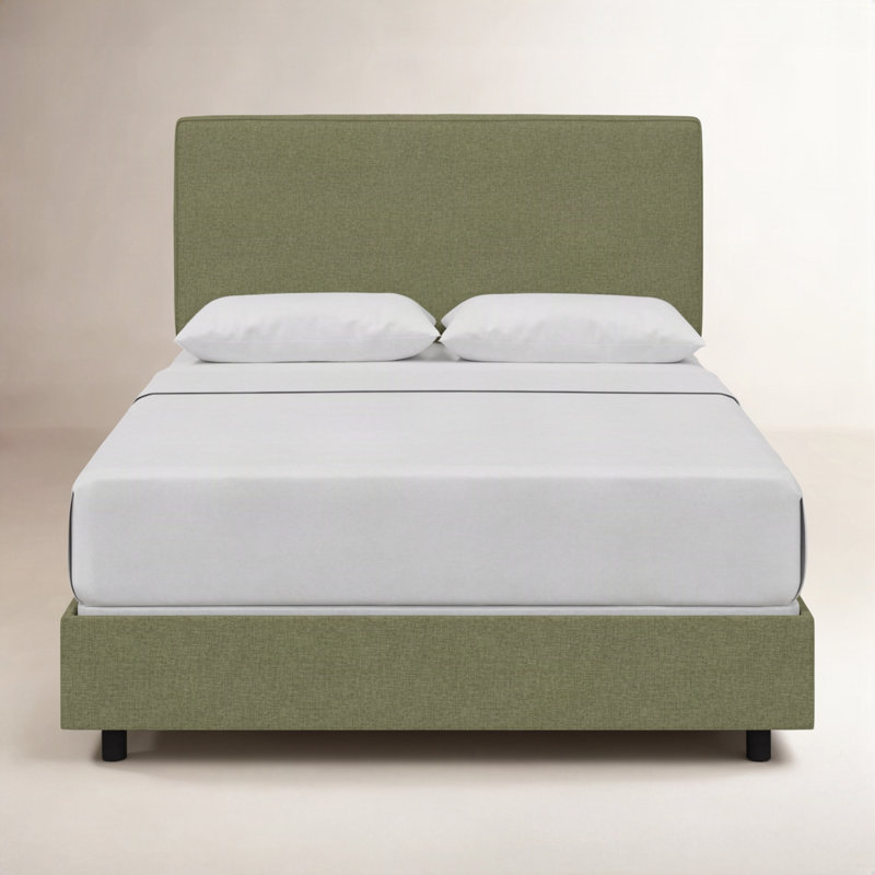 Lit tapissier standard en coton Marquise, Lit simple, Lin laurier texturé Zuma