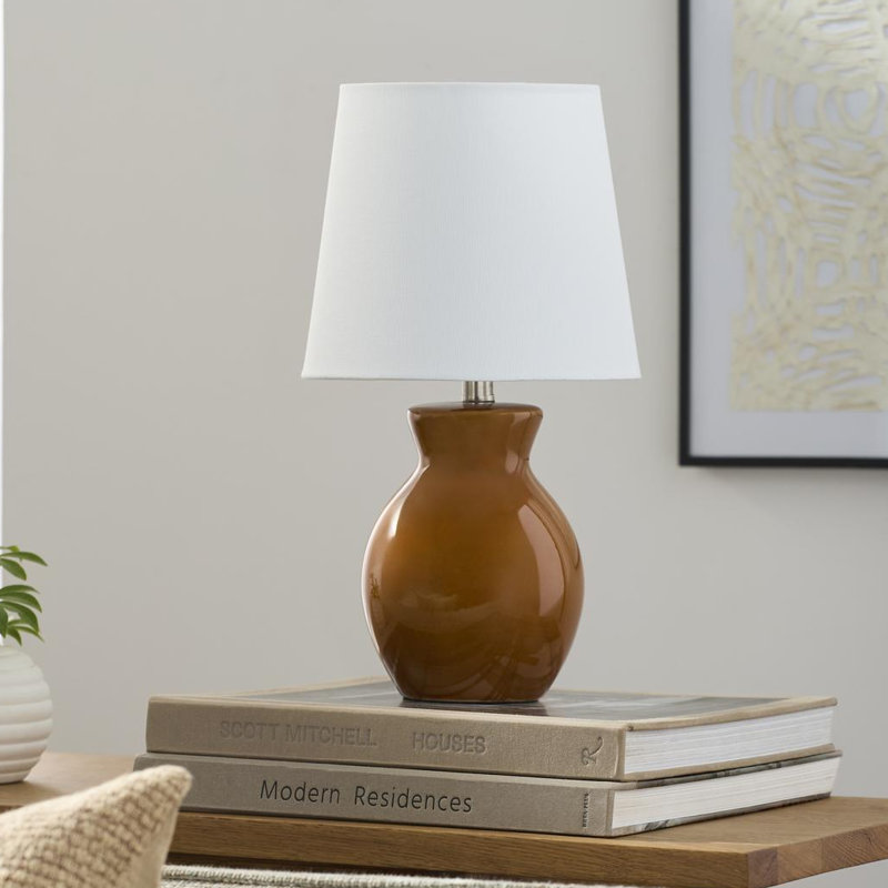 Momsen Drum Shade Lamp, Tan, 15'' H X 8'' W X 8'' D