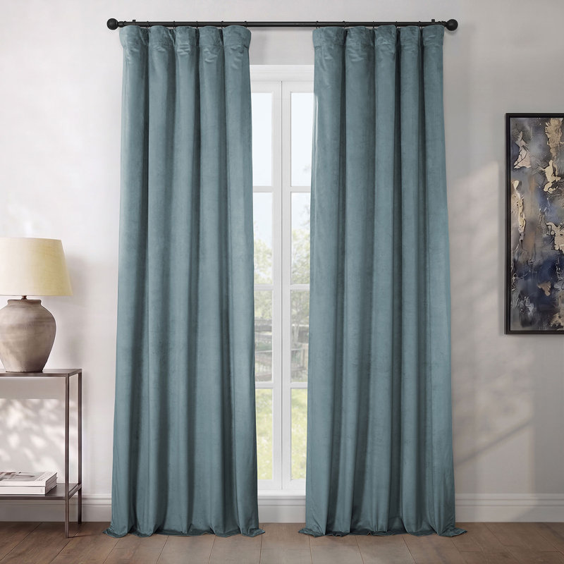Rideaux en velours moelleux Matra pour chambre à coucher ‑ rideaux obscurcissants pour les fenêtres de salon, panneau simple