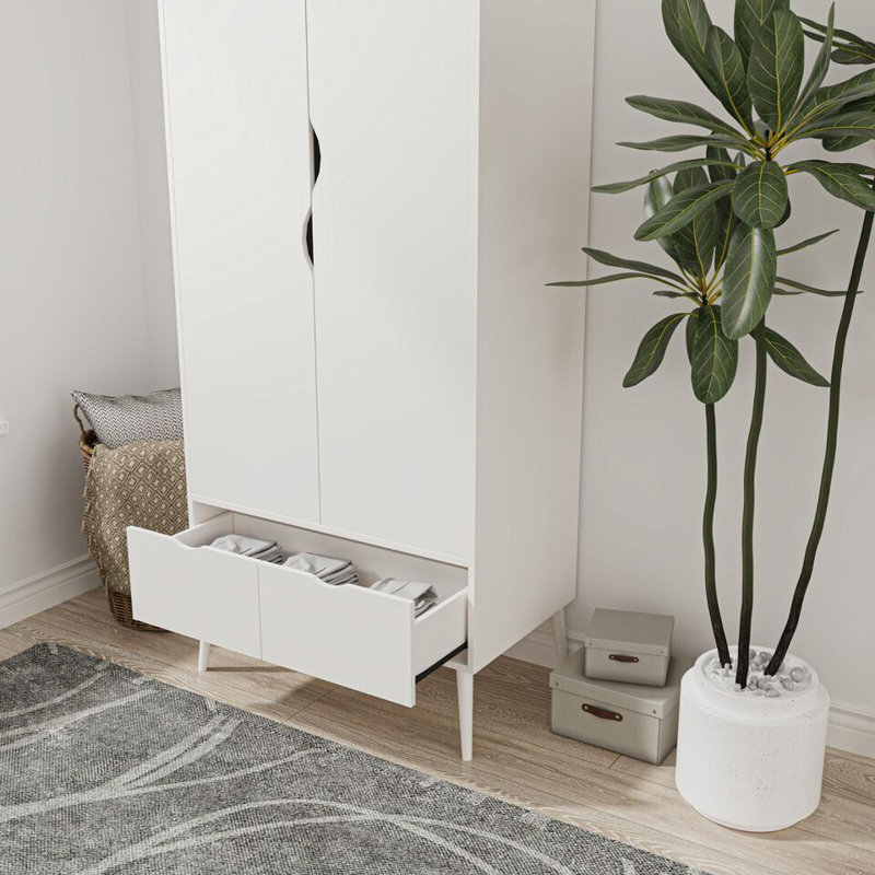 Hortencia Solid Wood Wardrobe, White