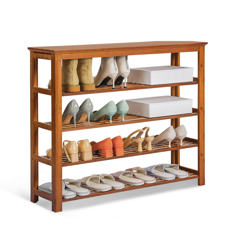 5-Tier Wood Shoe Rack Freestanding Large Shoe Storage Organizer