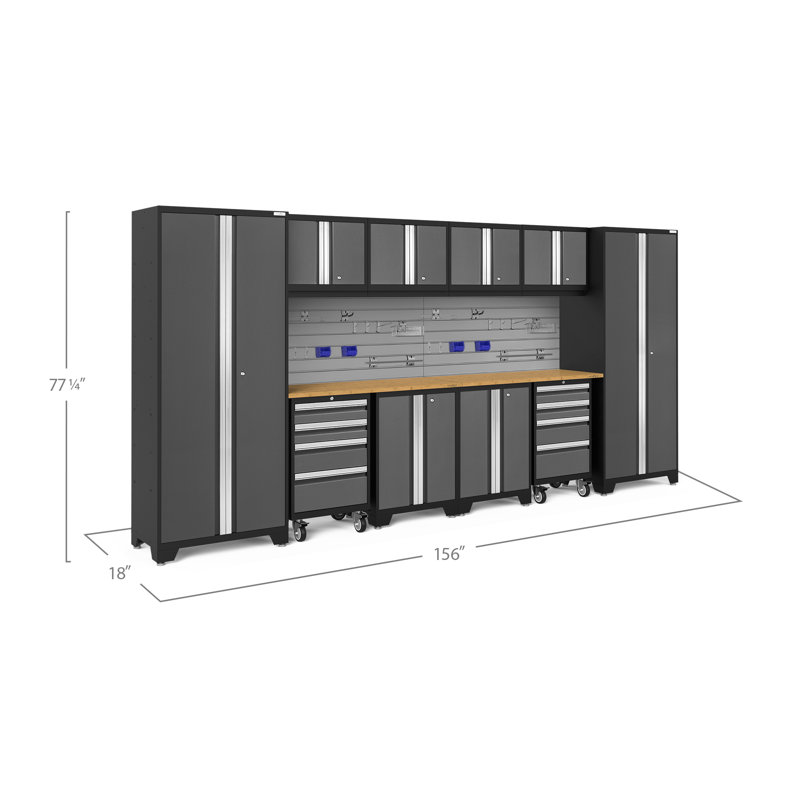 Bold Series 10 Piece Complete Storage System Set, Gray, Bamboo 