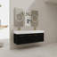 Meuble-lavabo mural 60 po avec lavabo et support de rangement, lavabo en résine épaisse à double rebord, ensemble KD