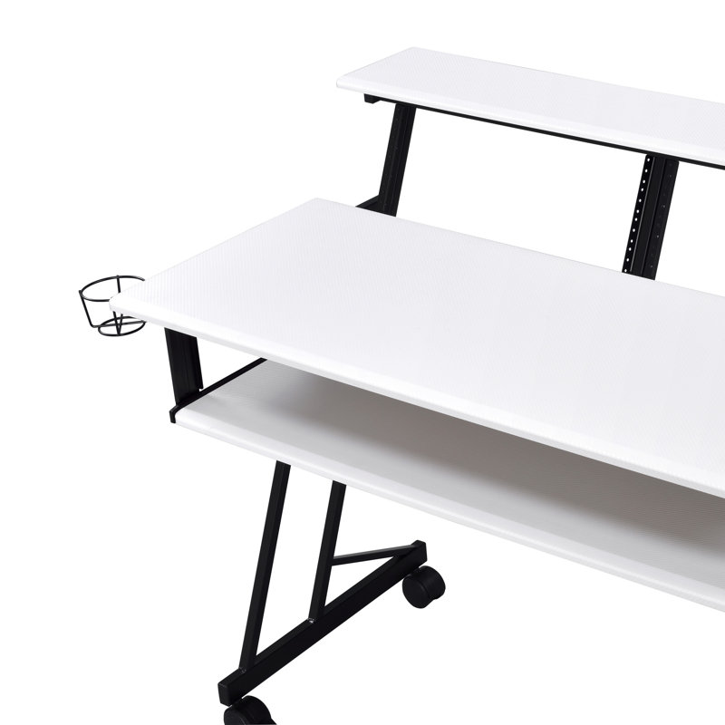 Bureau de musique blanc et noir avec plateau pour, H 38,23 po x l 27,36 po x P 48,11 po
