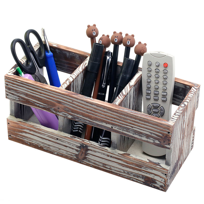 Lior Wood 3 Compartment Desk Organiser