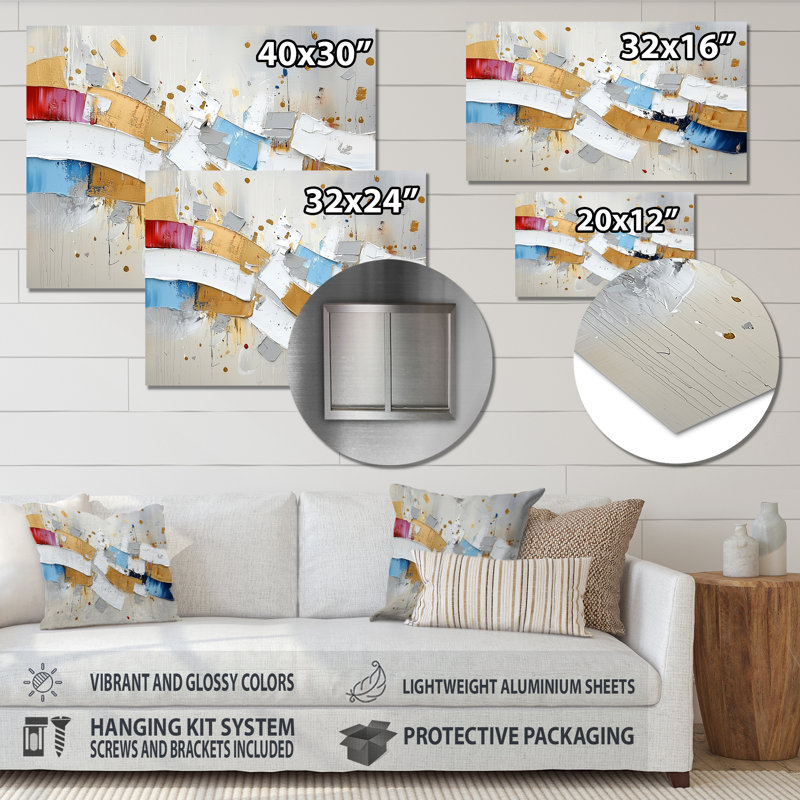 Biomorphism Labyrinth Of Eternity - cubisme abstrait, impression murale en métal, H 28 po x l 60 po