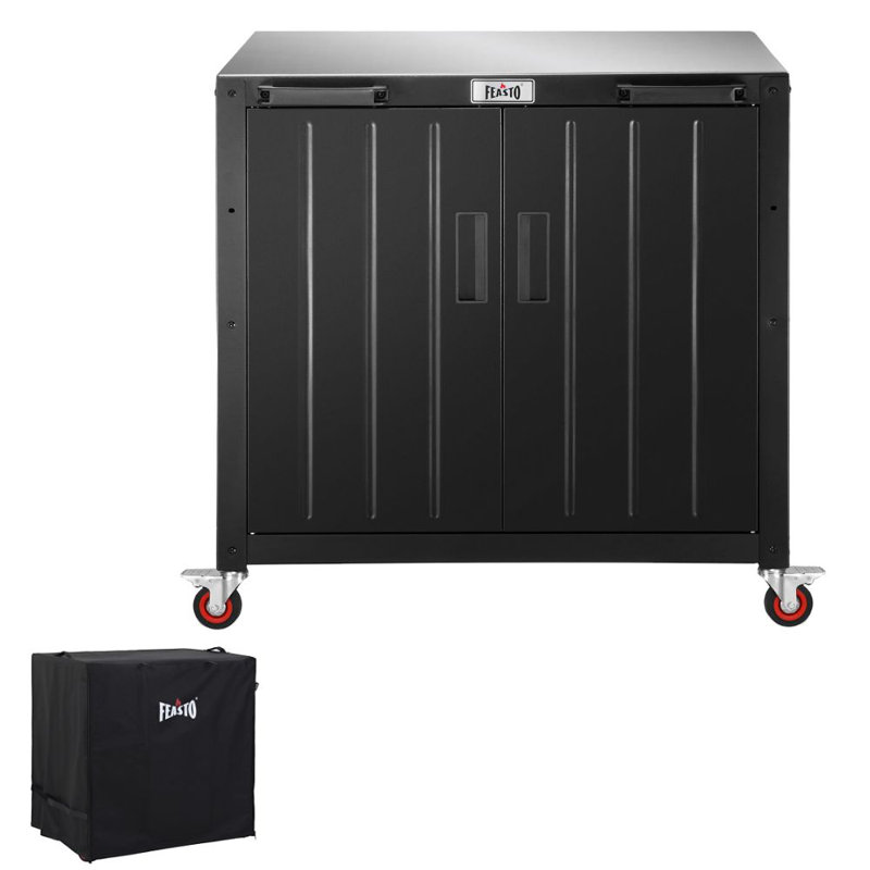 36" 304 Stainless Steel Freestanding Kitchen Grill Cart With Cover