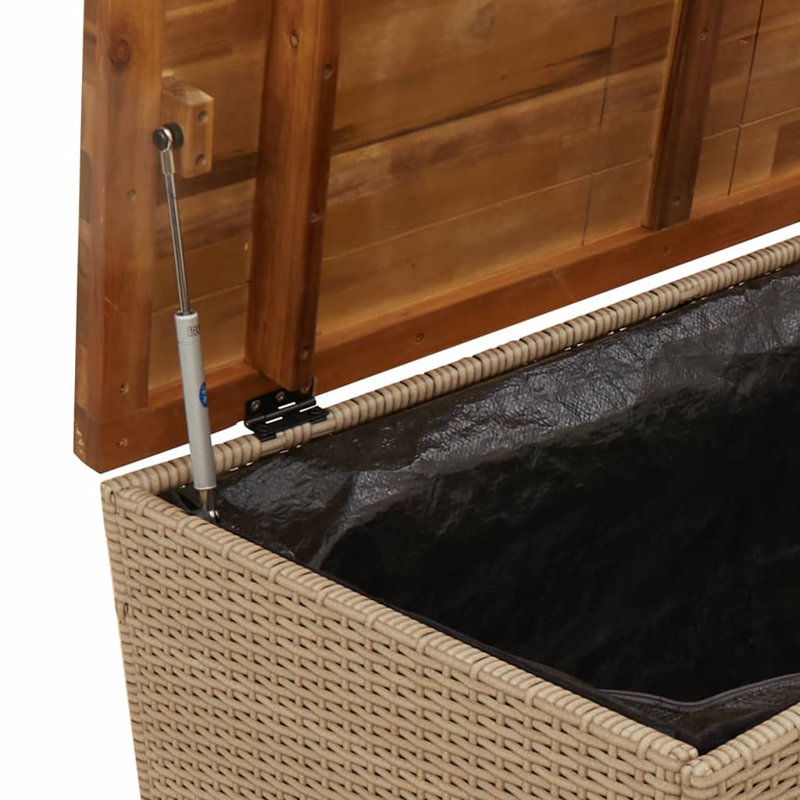 Garden Storage Box 110X55x63 Cm Poly Rattan Acacia Wood, Beige/Brown