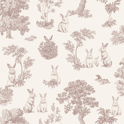 Cottontails Bunny Toile Wallpaper
