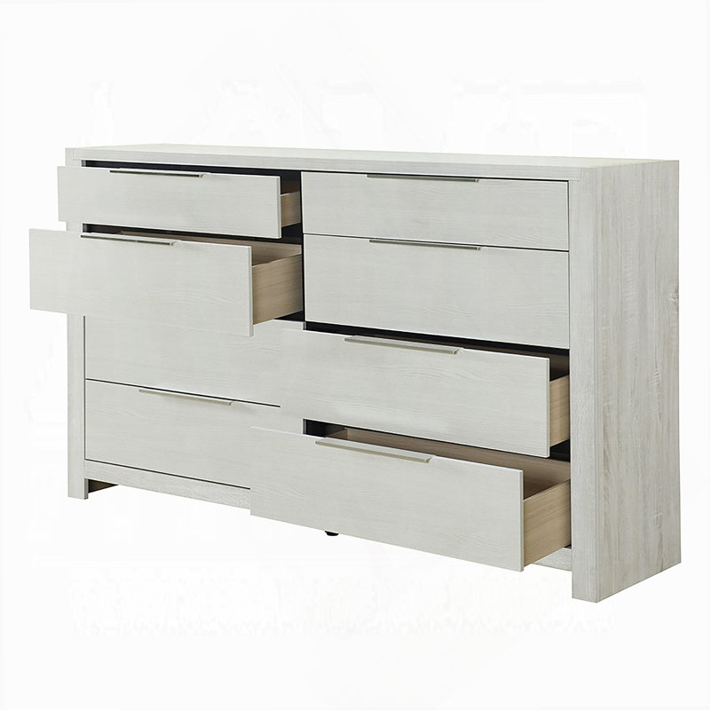 Commode en bois avec 8 tiroirs de rangement pour la chambre à coucher, Beige